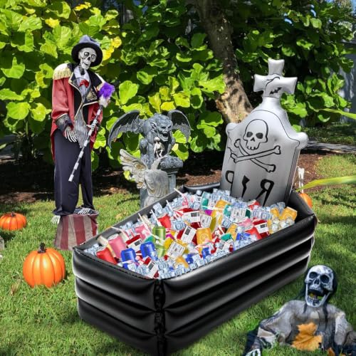 Halloween Inflatable Tombstone Cooler - 44 Inch Party Drink & Candy Holder - Spooky Graveyard Decor