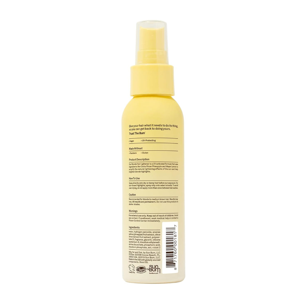Sun Bum Hair Lightener Spray - UV Protecting Formula for Blonde to Medium Brown Hair - 4 oz