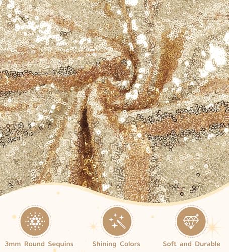 72X108 Light Gold Sequin Rectangle Tablecloth for Wedding Party Banquet