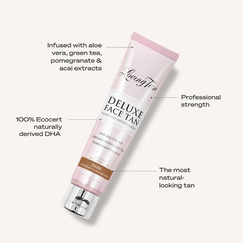 Loving Tan Deluxe Face Self Tanner - Dark, Streak-Free, Natural Sunless Tanning | 1.6 Fl Oz, Cruelty-Free