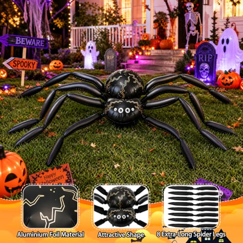 Giant Spider Inflatable Balloon Halloween Decoration - Black & Life-like Design