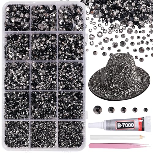 Bedazzling Rhinestone Kit 12000pcs Black Silver Flatback Gems S12