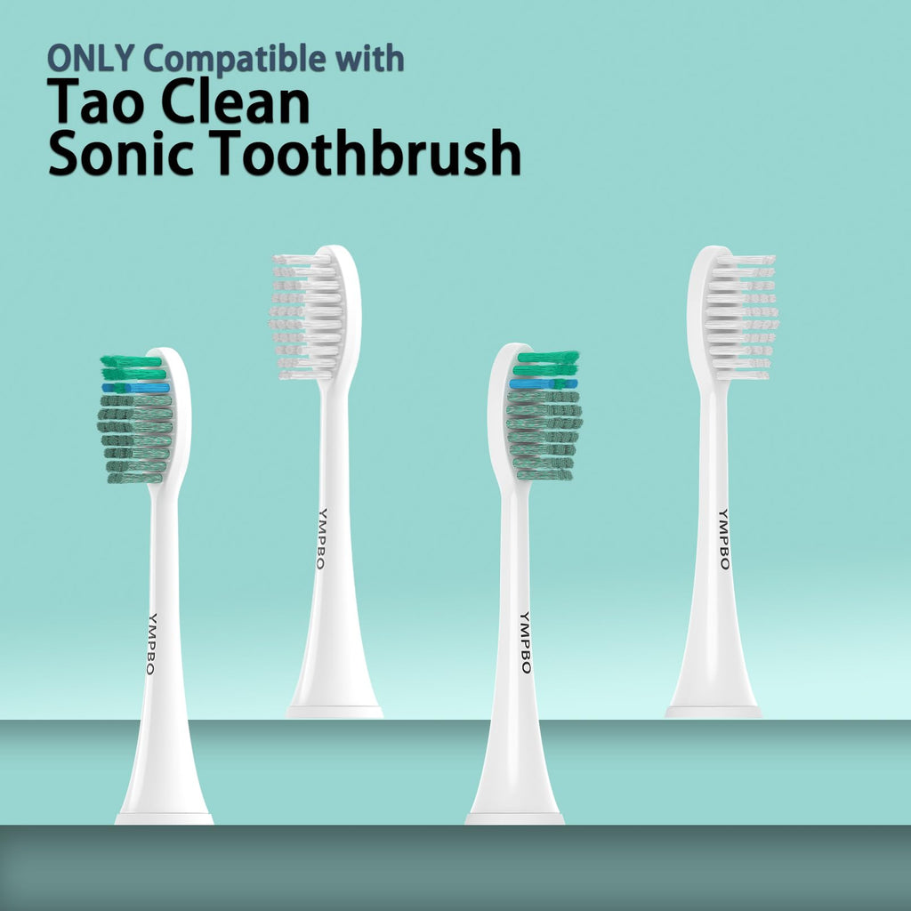 YMPBO 10 Pack Toothbrush Replacement Heads Compatible with TAO Clean Sonic Toothbrush Adults, Tooth Brush Head Toothbrush Heads Refill, Medium Bristles, Super Clean+Whitening