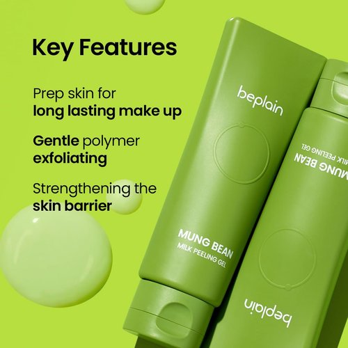beplain Mung Bean Milk Peeling Gel (4.05fl.oz/120ml) | Fragrance-Free | Gentle Cleanser and Exfoliator with Mung Bean Extract and 4 Types of Peeling Polymers | Remove Dead Skin Cells | Korean Skincare