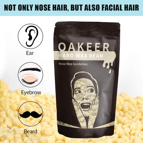 Oakeer Nose Wax Kit - 40 Sticks, Hair Remover for Men & Women, Ears & Nose, with 20 Paper Cups & 100g Wax