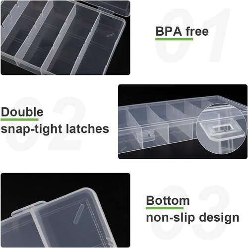 Skiennix Clear Plastic Storage Box - Versatile Organizer for Cosmetics, Jewelry & Hardware (2-Pack)