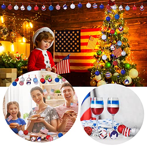 Patriotic Tree Decorations Set - 24 Mini Festive Ornaments with Variations - Classic