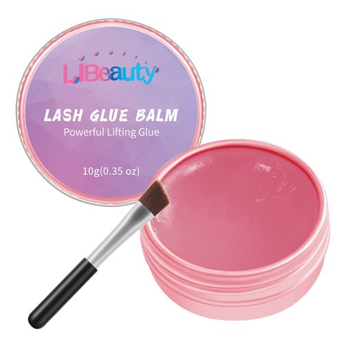 Libeauty Lash Lift Glue Balm Lash Lift Adhesive Strong Sticky Fruit Flavor Eyelash & Eyebrow Perm Glue Balm Brow Lamination Gel (Pink Peach, 10g/0.35oz)
