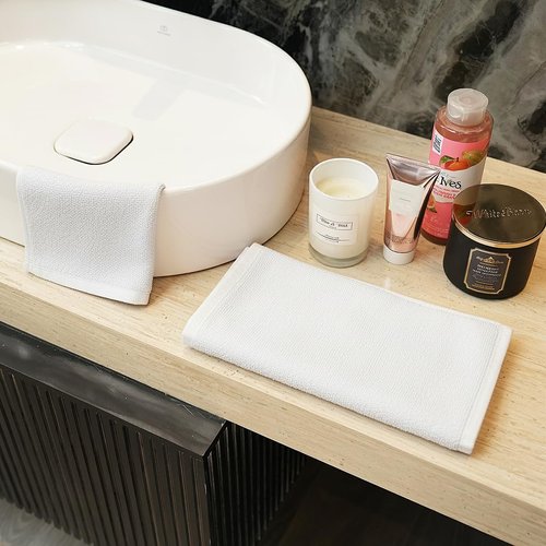 CottonsClout 100% Ring Spun Cotton Washcloths 12Lx12W – Pack of 24 | Lightweight, Fast‑Dry, Everyday Utility Cloths for Kitchen & Home (White)