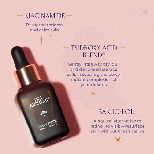 Tru Alchemy Vitamin C Glow Serum - Hydrating Anti-Aging Face Serum with Bakuchiol & Acids | 1 fl oz