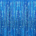 Crosize 2 Pack Laser Royal Blue Party Streamers Backdrop - 3.3 x 9.9 ft
