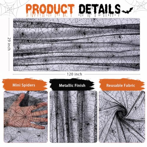 Halloween Spider Web Table Runner 29x120 Inch Black Tulle Decor - Variation of This Listing