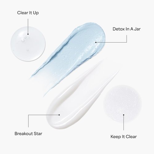 TULA Skin Care Clear Skin Starters Kit | Acne & Blemish Treatment - 4-Piece Foam Cleanser, Gel, Moisturizer & Mask