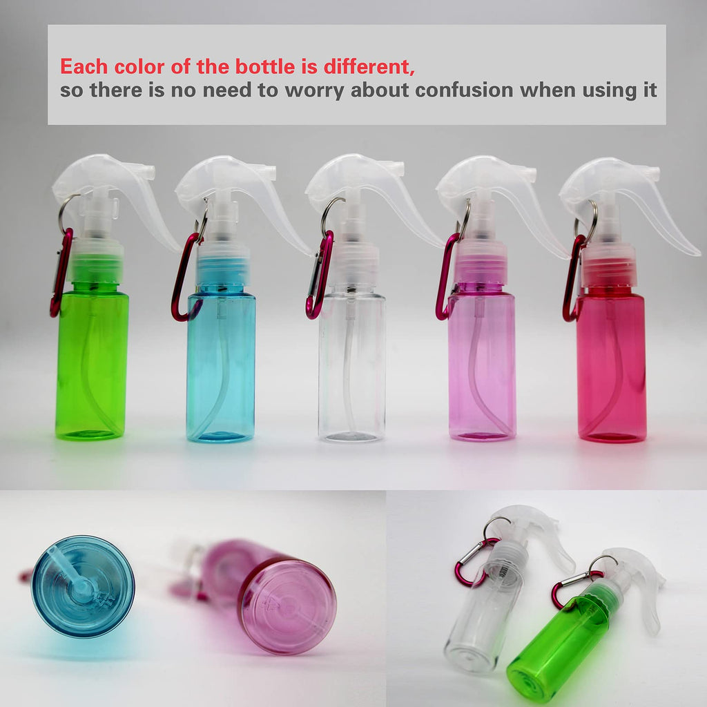 ZJSXINDI empty spray bottle for hand sanitizer, travel bottle with keychain,small spray bottle, mini spray bottle, empty spray bottle with leak-proof and refillable, 5pcs（2oz/60ml）
