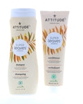 ATTITUDE Super Leaves Volume Shine Shampoo & Conditioner Bundle - Soy Protein, Cranberries, 16 Fl Oz & 8 Fl Oz
