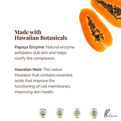 Hanalei Papaya Powder Face Cleanser - Gentle Exfoliating Wash for All Skin Types | Hydrating & Travel-Friendly, 60g