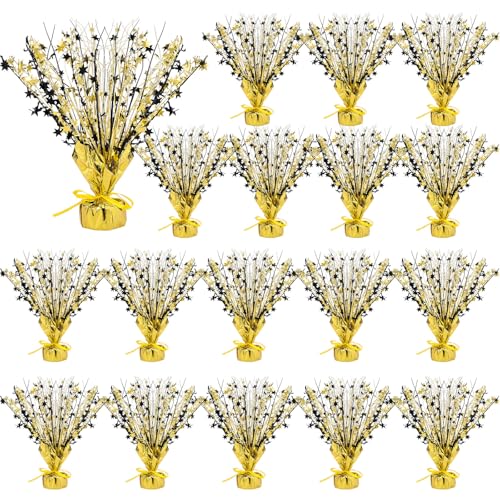 Crowye Black Gold Foil Spray Centerpiece Set - 18 Party Table Decorations - Variation: Black Gold