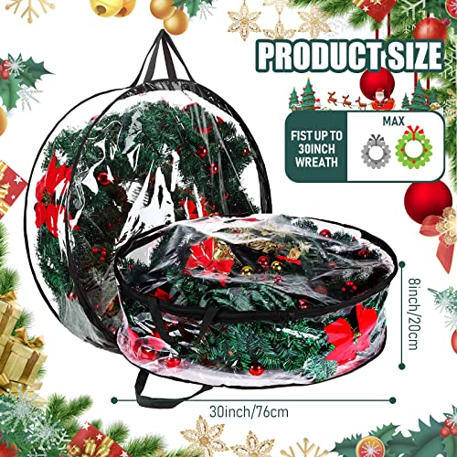 Wreath Storage Bags 30 Inch - Clear & Black, 10 Pack with Dual Zippers