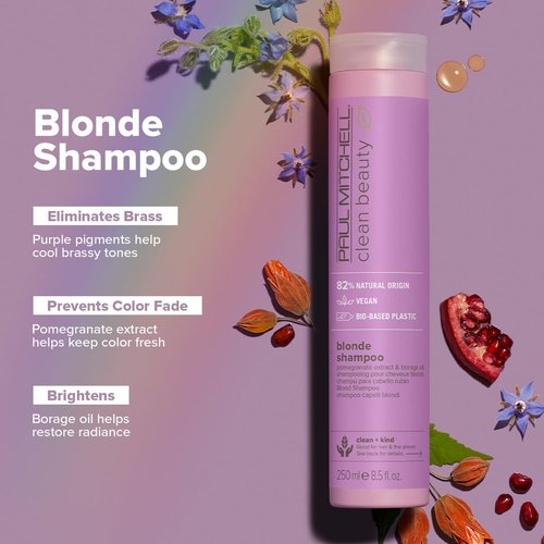 Paul Mitchell Clean Beauty Blonde Purple Shampoo - Gently Cleanses & Eliminates Brassy Tones for Color-Treated Hair