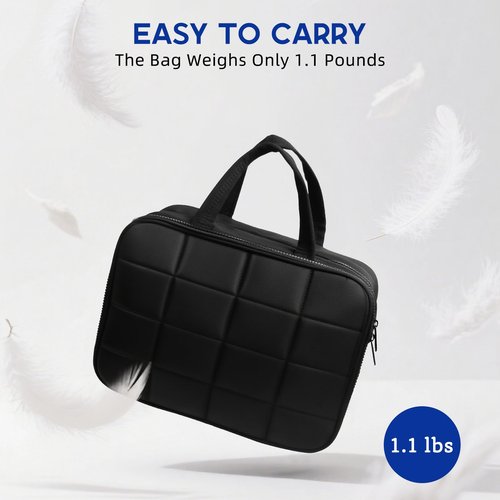 CONBOLA Hanging Travel Toiletry Bag for Women - Makeup Bag & Jewelry Organizer - Cruise Essentials & Vacation Must Haves - Portable Makeup Organizer for Toilets, Cosmetics, Rings & Necklaces.(Black)