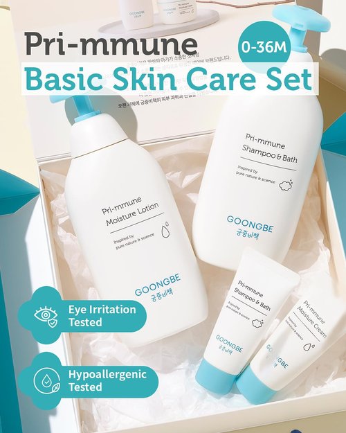 GOONGBE Baby Skin Care Gift Set - Nourishing Korean Skincare & Bath Essentials - 4 Hydrating Items