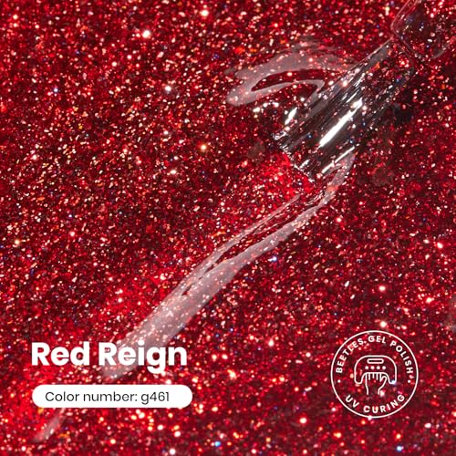 Beetles Red Glitter Gel Nail Polish - Wine Red Shimmer with Flakie Variation C - 0.5Oz