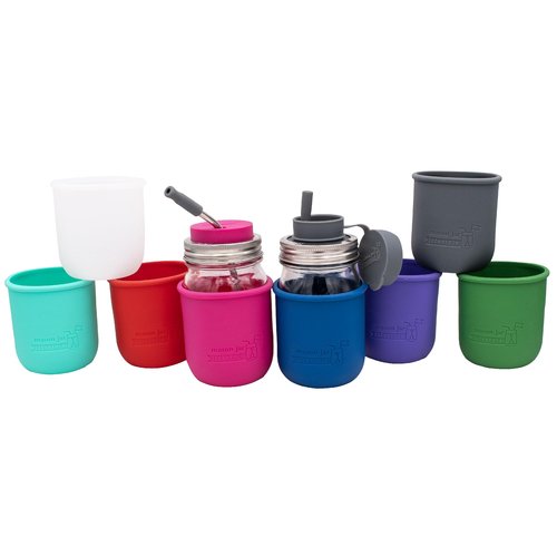 Regular Mouth Pint 16oz Silicone Sleeves/Jackets for Protecting Ball, Kerr, Canning Jars by Mason Jar Lifestyle (4, Americana Multicolor)