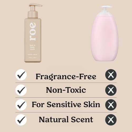 Roe Wellness Toddler & Baby Body Wash - Moisturizing, Fragrance-Free Formula | Natural Vanilla Scent | 9.4 fl oz