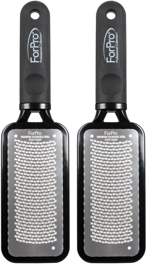 ForPro Premium Stainless Steel Foot Rasp, Colossal Foot File & Callus Remover, Instantly Removes Calluses & Smooths Cracked Heels, 10.75" L x 2.75" W, Black (Pack of 2)
