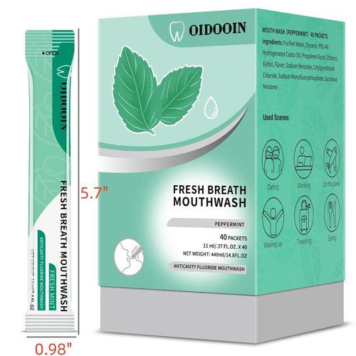 Travel Size Mouthwash Individual Mini Mouthwash for Fresh Breath,for After Meals, Hotels Portable Travel Mouth wash, Bulk Packets 0.4 Fl Oz(Pack of 40)