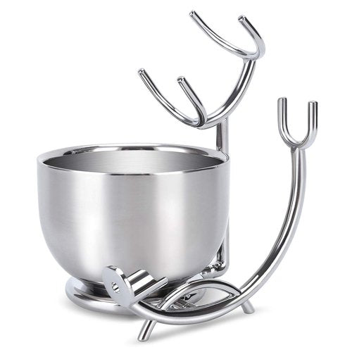 SANWA Grooming Shaving Kit for Men,Shaving Razor and Brush Stand with Stainless Steel Shaving Soap Bowl