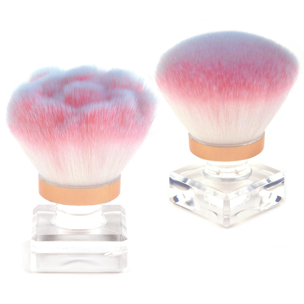 Ycyan 2Pcs Nail Dust Brush Set, Crystal Base Nail Art Dust Powder Remover Brushes Soft Kabuki Cleaner Brush for Makeup & French Gel Acrylic Nails
