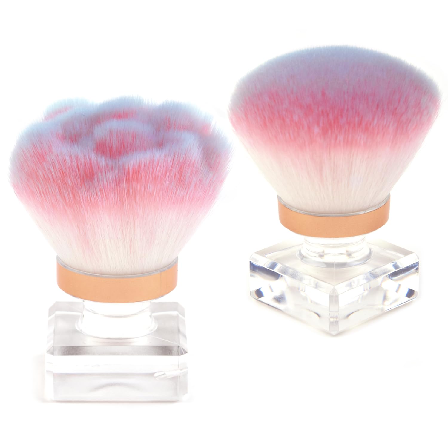 Ycyan 2Pcs Nail Dust Brush Set, Crystal Base Nail Art Dust Powder Remover Brushes Soft Kabuki Cleaner Brush for Makeup & French Gel Acrylic Nails