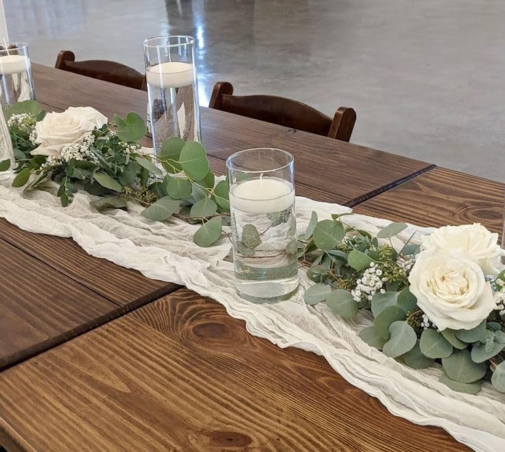 Bright White Cheesecloth Table Runners - 10 Pack, 120 Inch Length, 10ft