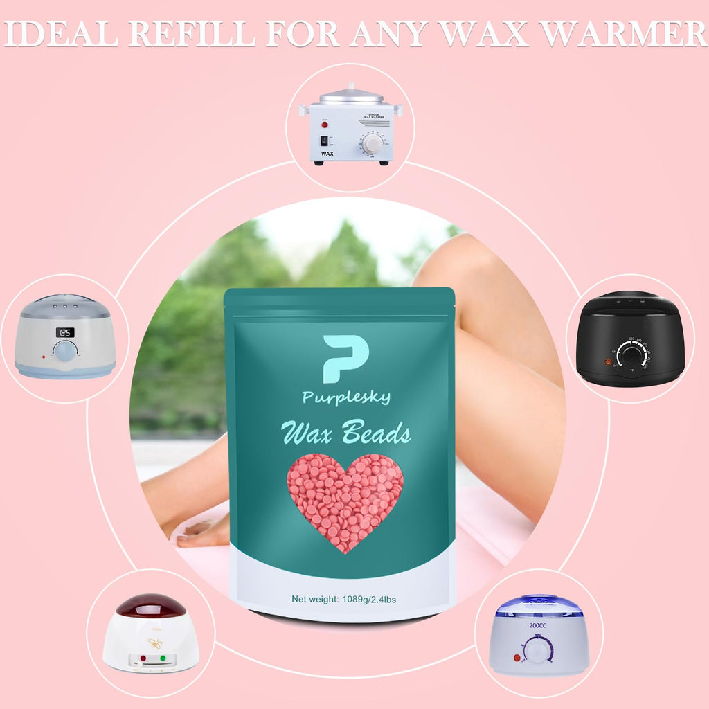 Wax Beads for hair removal- 3lb Hard Wax Professional Beans - Low Termperature Stripless Melting Wax for Body, Leg, Bikini Back, Nose, Upper Lip, Facial, Underarm - Brazilian Painless Waxing