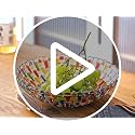Colorful Hand Painted Woven Glass Fruit & Salad Bowl - Centerpiece Decor