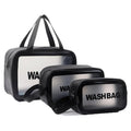 Miss or Miss Travel Wash Toiletry Bag for Women Men, Translucent Waterproof Makeup Cosmetic Bag Travel Organizer for Accessories, Toiletries,Set of 3,Black