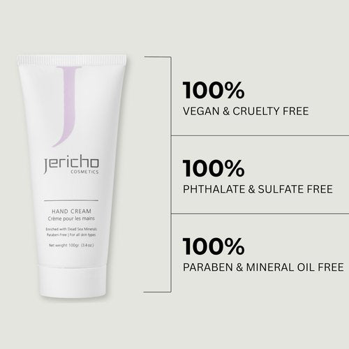 Jericho Cosmetics Hand Cream – Moisturizing & Nourishing with Aloe, Olive Oil & Dead Sea Salts – Hydrating Formula with Witch Hazel & Vitamin E – Non-Greasy, 3.4 oz - 2 Pack