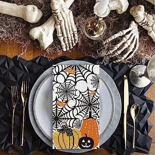 Halloween Paper Napkins 100-Pack Scary Cobweb Pumpkins 3-Ply Disposable Tableware
