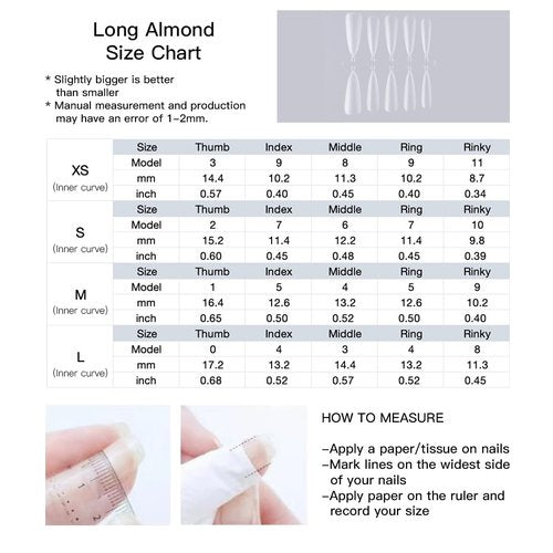 GLORS Luxury Long Almond Press-On Nails, Black and Silver Glitter with 3D Rhinestones and Pearl Accents, Handmade False Nail 10 Pieces (Small, LS)