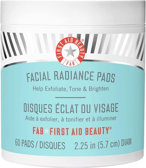 First Aid Beauty Facial Radiance Pads - Daily Exfoliating AHA Pads for Toning & Brightening - 60 Count