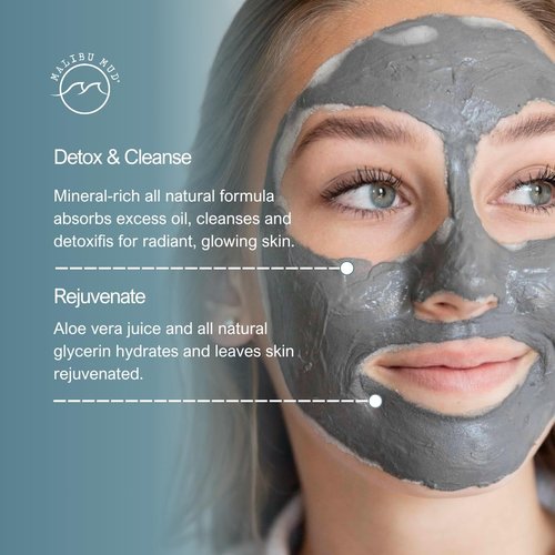 MALIBU MUD, All-Natural Face and Body Mask for Daily Detox, Cleanse, Rejuvenate without Drying Your Skin, for All Skin Types