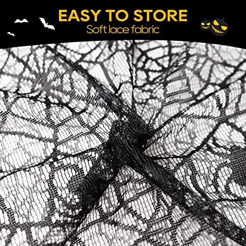 Black Lace Halloween Tablecloth - 60x104 Inch Spider Web Gothic Decor - Variation: Black / 104" x 60"