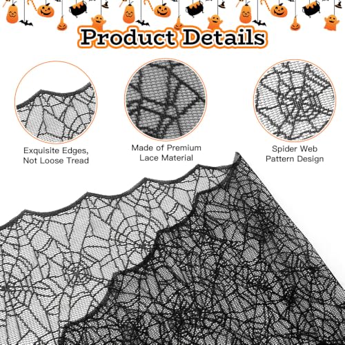 Halloween Lace Table Runner 14x48 Inch Spider Web Decor for Party & Home - Black