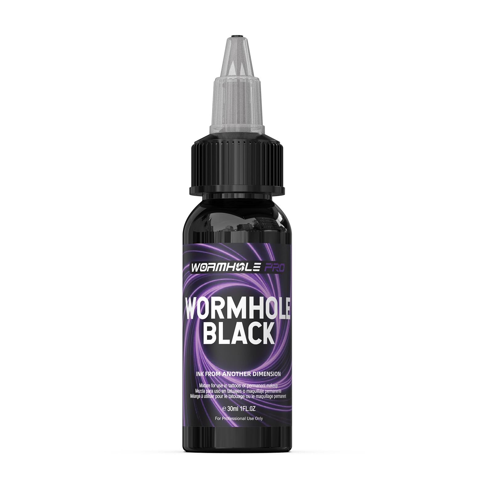WORMHOLEPRO Black Tattoo Ink, Premium Long Lasting Vivid Color Tattoo Ink, Vegan Friendly Pigment Tattoo Supplies for Tattooist (1 oz Bottle)