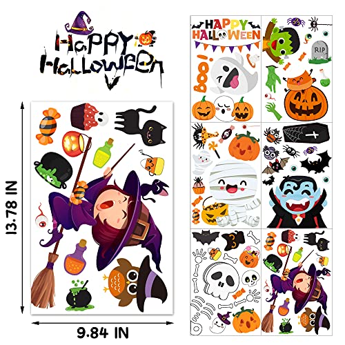 6 Sheet Halloween Window Clings - Cute Spooky Stickers for Kids & Home Decor