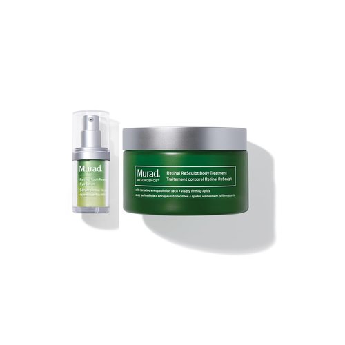 Murad Bright Eyed & Sculpted Body Combo - Retinol Eye Serum & Body Treatment for Brightening & Cellulite Reduction | Set of 2