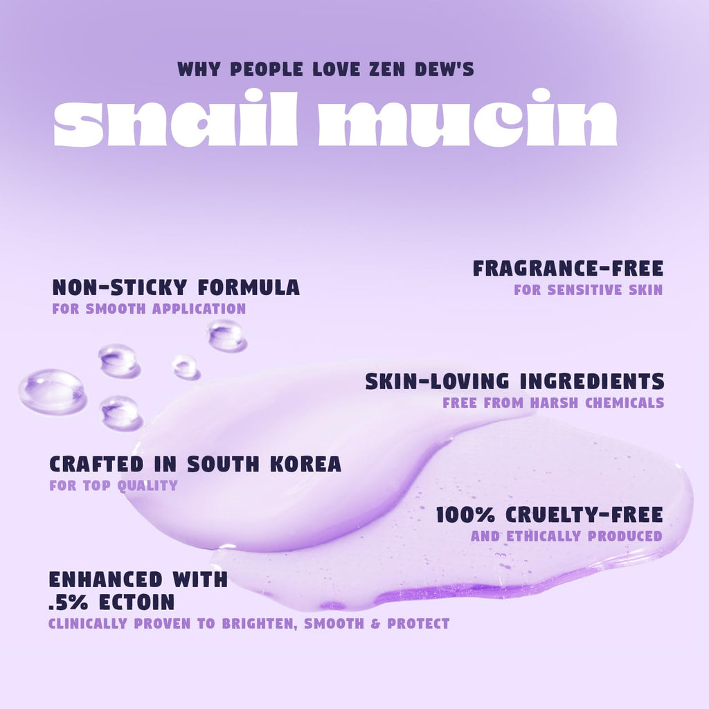 Zen Dew Moon Milk Snail Mucin Moisturizer Gel Cream (3.52 oz) Korean Snail Mucin Serum Cream that Replenishes Moisture & Leaves Skin Brighter, Plumper, Soothed & Smooth
