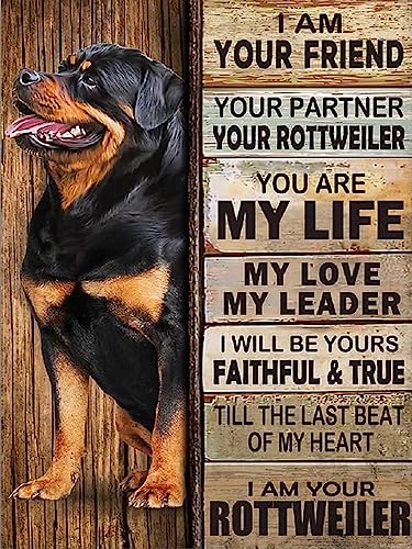 Diamond Painting Kit I Am Your Friend Rottweiler Dog Wall Art 12x16 Inch
