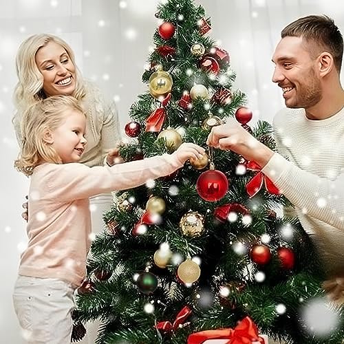 Christmas Tree Ornaments 100Pcs Mixed Size & Color Shatterproof Balls - Gold Green Red Variations
